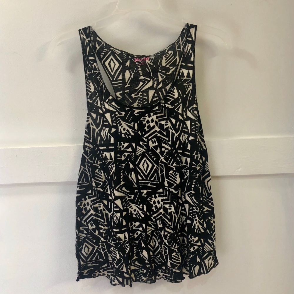 Black + White Geometric Racerback Tank Top